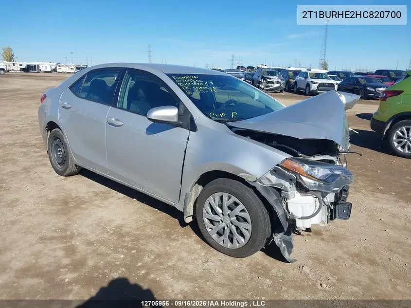 TOYOTA COROLLA 2017, VIN 2T1BURHE2HC820700