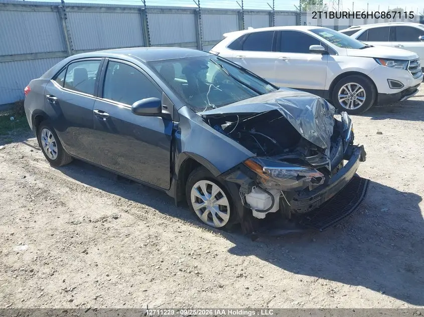 TOYOTA COROLLA 2017, VIN 2T1BURHE6HC867115