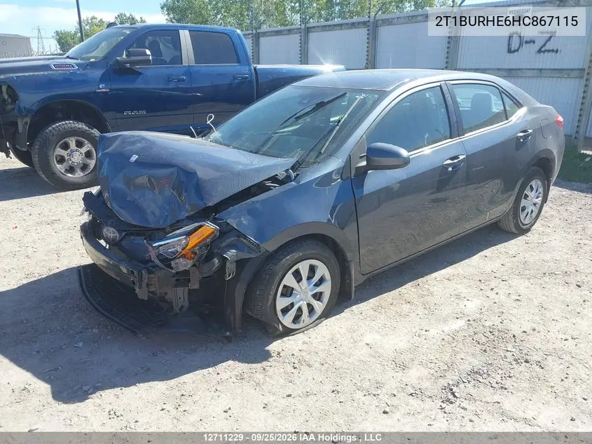 2017 TOYOTA COROLLA VIN 2T1BURHE6HC867115 — фото 2