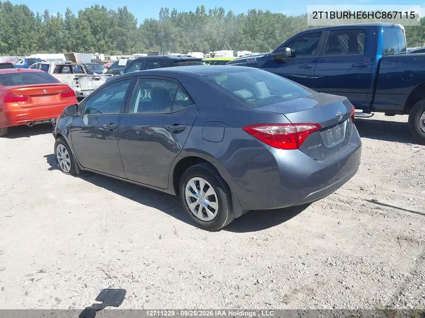 2017 TOYOTA COROLLA VIN 2T1BURHE6HC867115 — фото 3