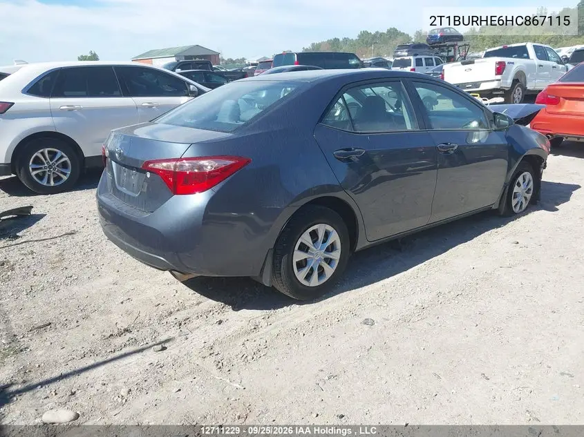 2017 TOYOTA COROLLA VIN 2T1BURHE6HC867115 — фото 4