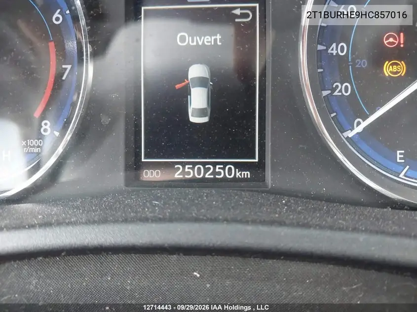 2017 TOYOTA COROLLA VIN 2T1BURHE9HC857016 — фото 16
