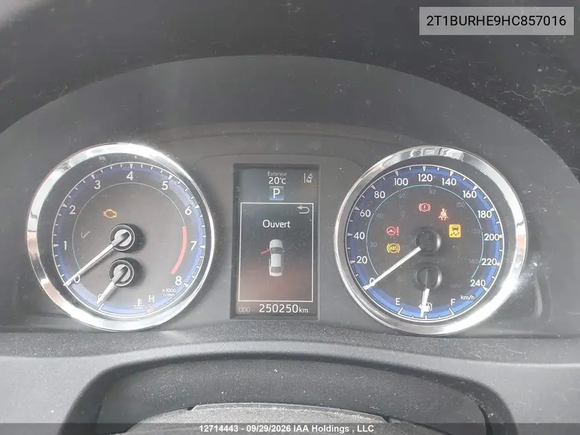 2017 TOYOTA COROLLA VIN 2T1BURHE9HC857016 — фото 7