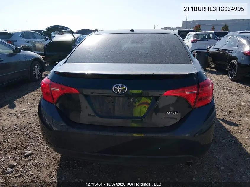 2017 TOYOTA COROLLA VIN 2T1BURHE3HC934995 — фото 16