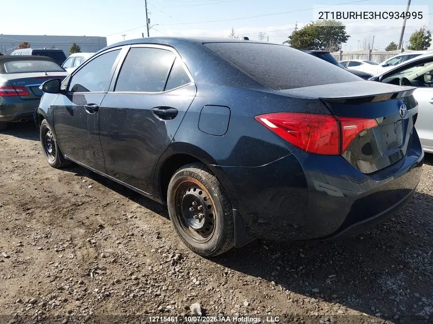 2017 TOYOTA COROLLA VIN 2T1BURHE3HC934995 — фото 3