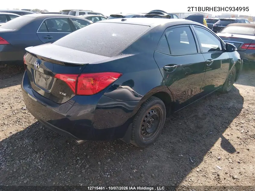 2017 TOYOTA COROLLA VIN 2T1BURHE3HC934995 — фото 4