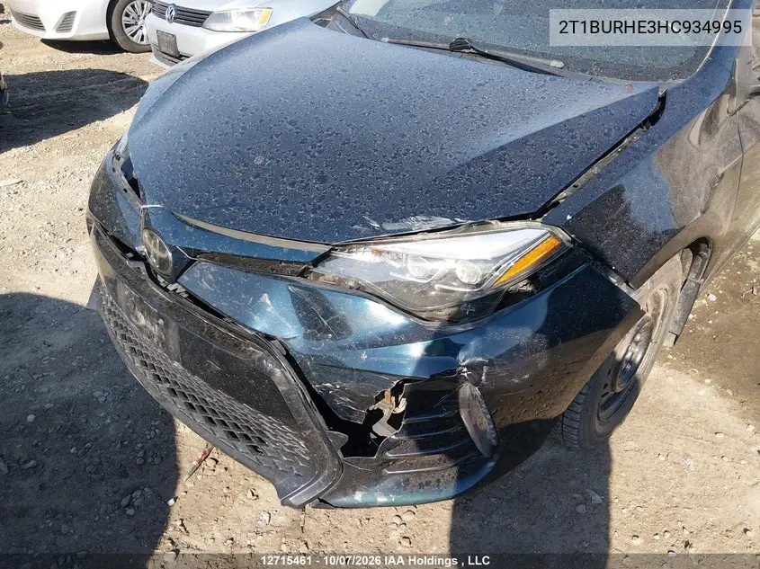 2017 TOYOTA COROLLA VIN 2T1BURHE3HC934995 — фото 6