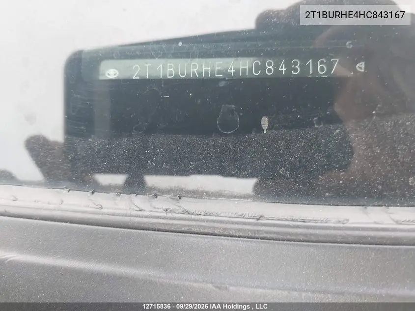 2017 TOYOTA COROLLA VIN 2T1BURHE4HC843167 — фото 18