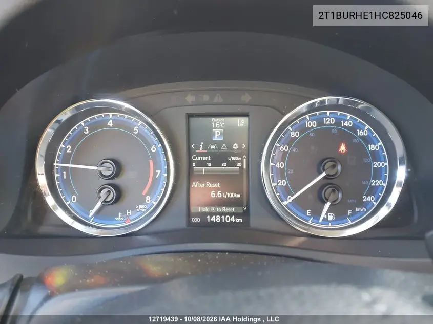 2017 TOYOTA COROLLA VIN 2T1BURHE1HC825046 — фото 7