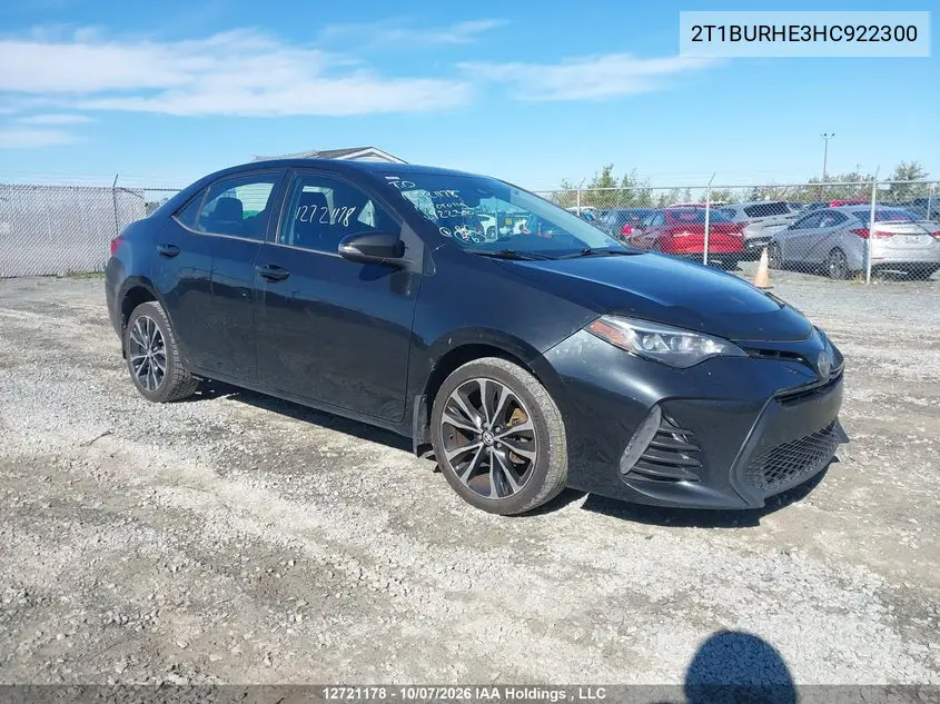 TOYOTA COROLLA 2017, VIN 2T1BURHE3HC922300