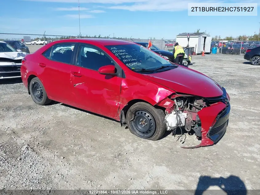 TOYOTA COROLLA 2017, VIN 2T1BURHE2HC751927