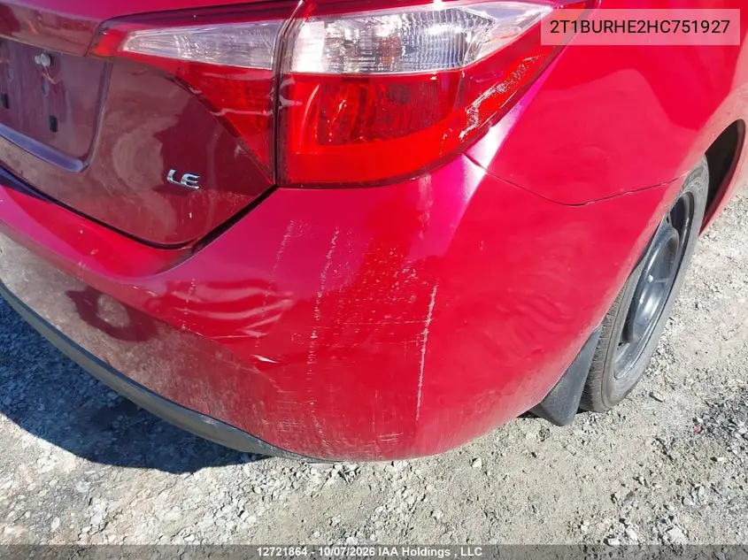2017 TOYOTA COROLLA VIN 2T1BURHE2HC751927 — фото 20