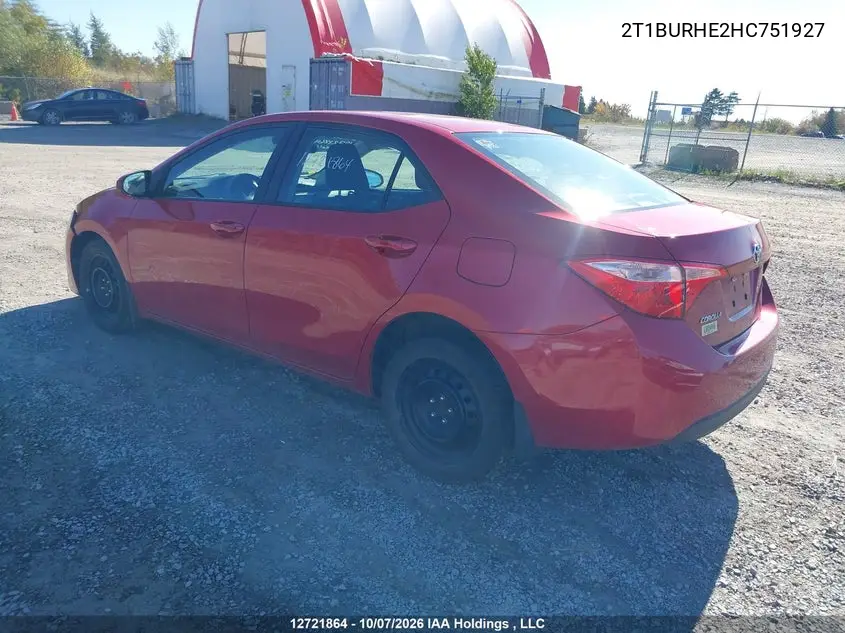 2017 TOYOTA COROLLA VIN 2T1BURHE2HC751927 — фото 3