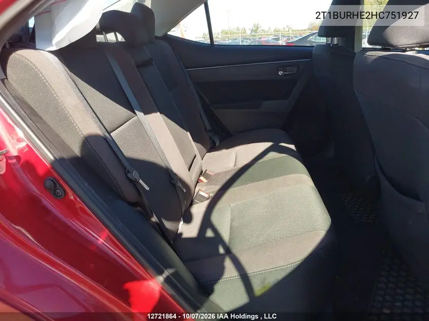 2017 TOYOTA COROLLA VIN 2T1BURHE2HC751927 — фото 8