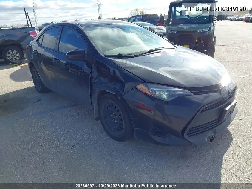 TOYOTA COROLLA 2017, VIN 2T1BURHE7HC849190