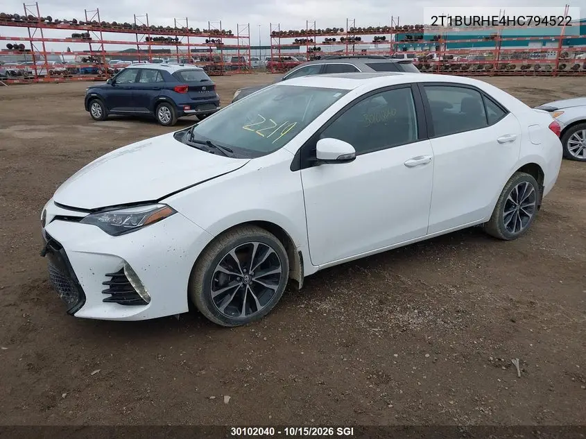 2017 TOYOTA COROLLA VIN 2T1BURHE4HC794522 — фото 2