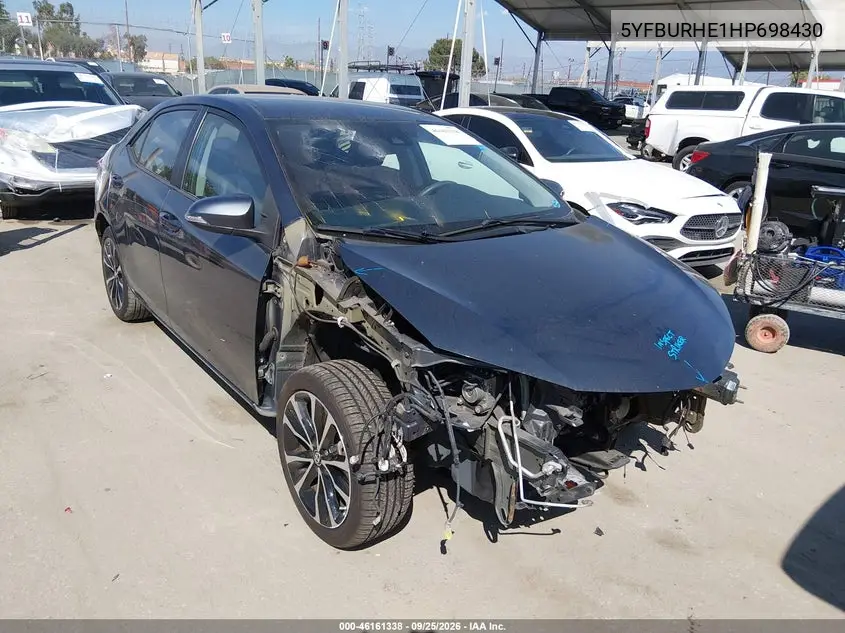TOYOTA COROLLA 2017, VIN 5YFBURHE1HP698430