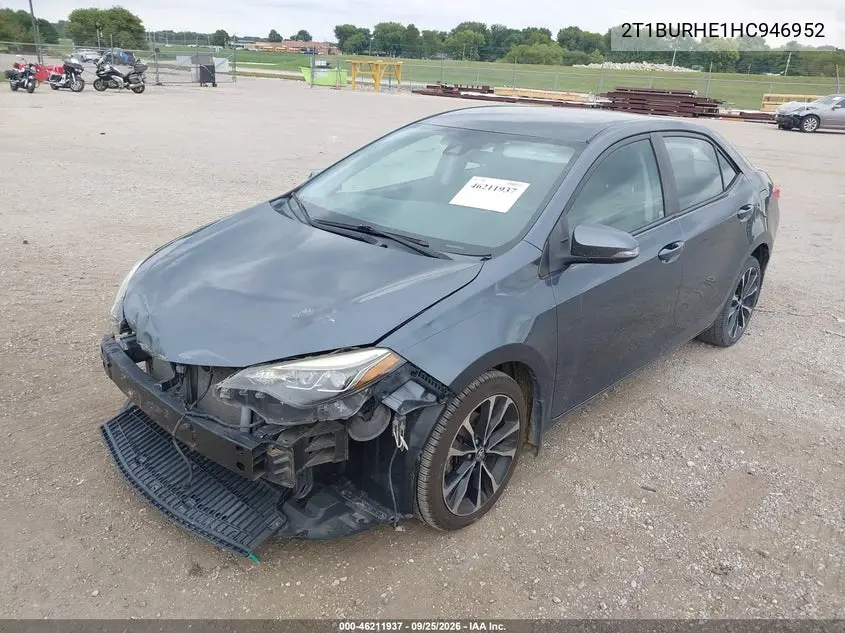 2017 TOYOTA COROLLA VIN 2T1BURHE1HC946952 — фото 2