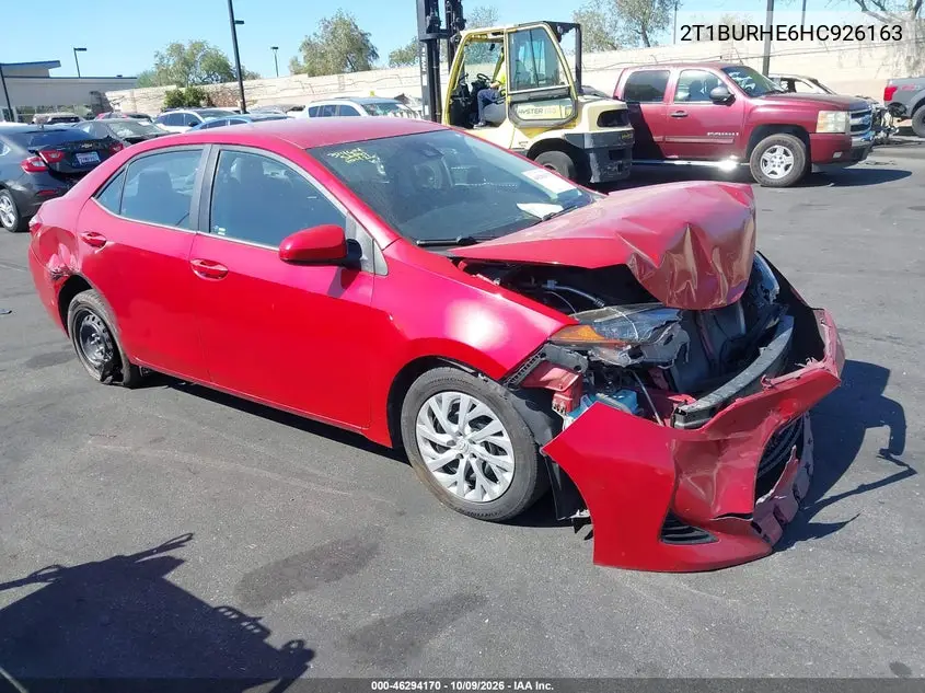 TOYOTA COROLLA 2017, VIN 2T1BURHE6HC926163
