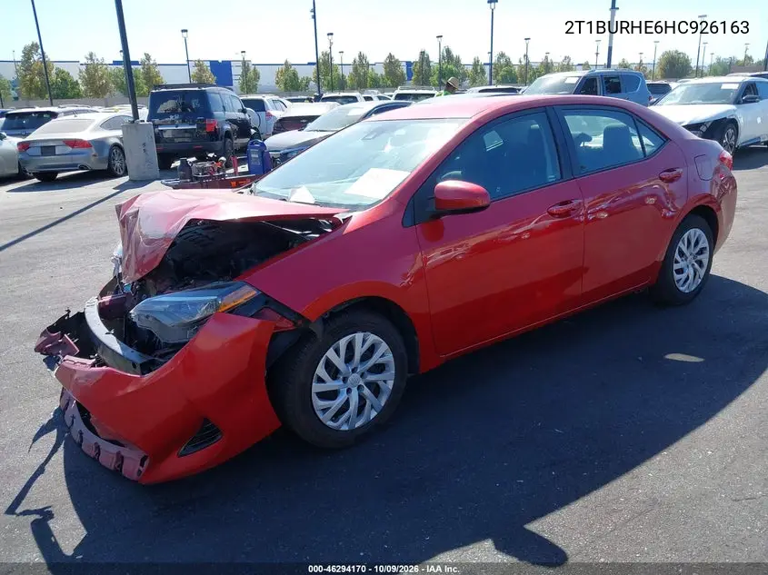 2017 TOYOTA COROLLA VIN 2T1BURHE6HC926163 — фото 2