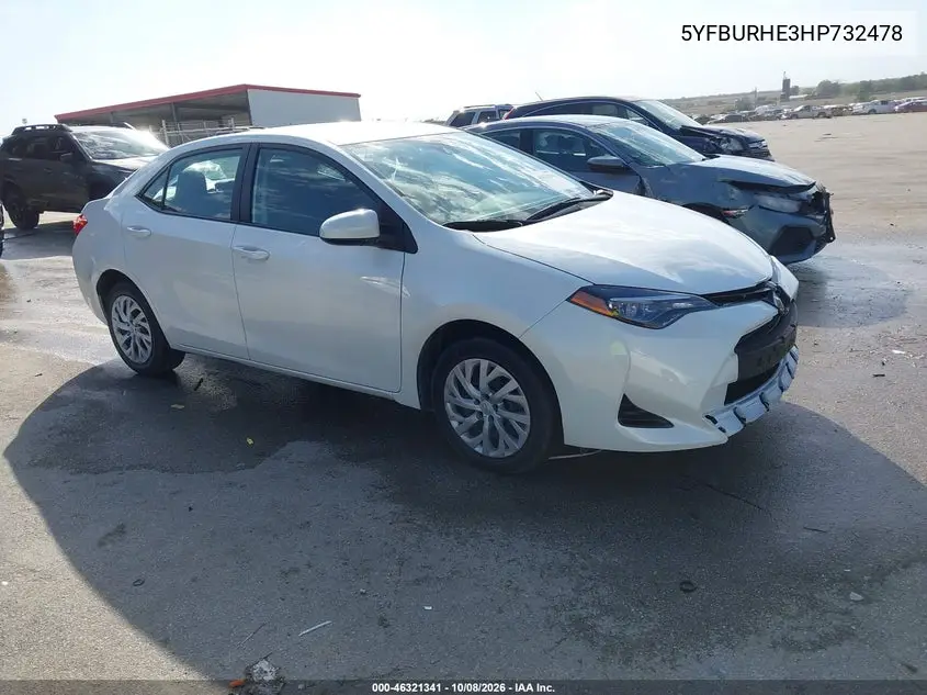 TOYOTA COROLLA 2017, VIN 5YFBURHE3HP732478