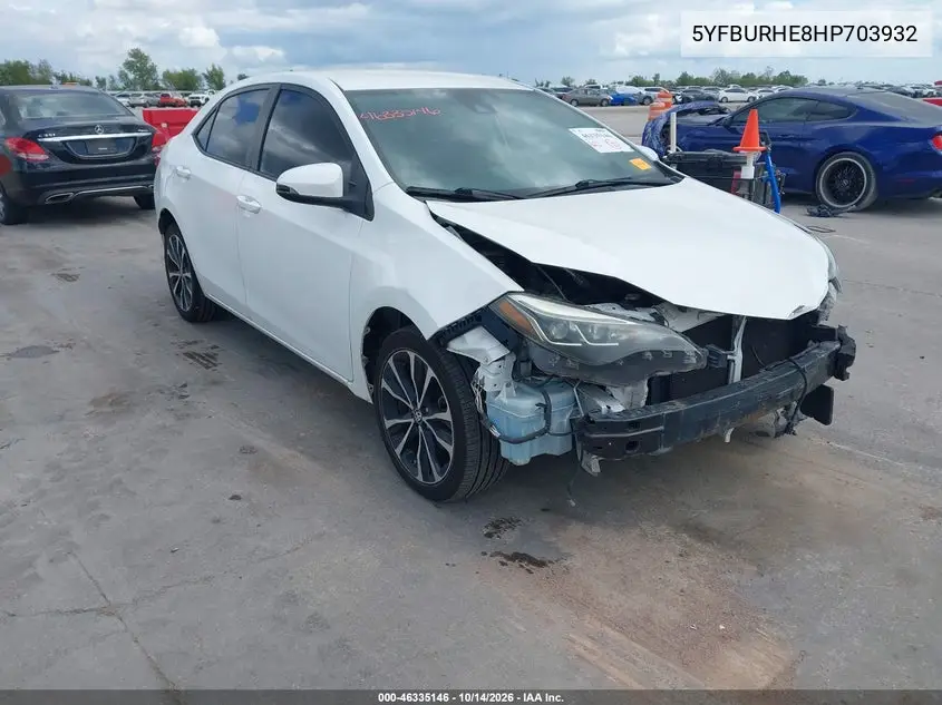 TOYOTA COROLLA 2017, VIN 5YFBURHE8HP703932