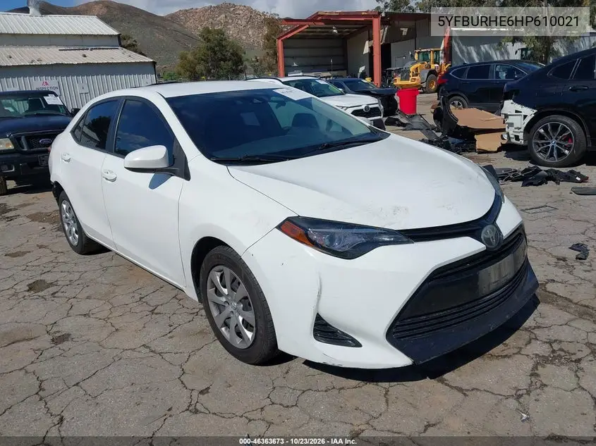 TOYOTA COROLLA 2017, VIN 5YFBURHE6HP610021