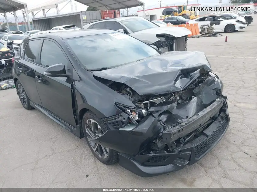 TOYOTA COROLLA 2017, VIN JTNKARJE6HJ540930