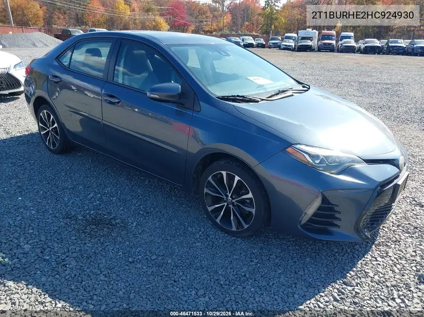 TOYOTA COROLLA 2017, VIN 2T1BURHE2HC924930