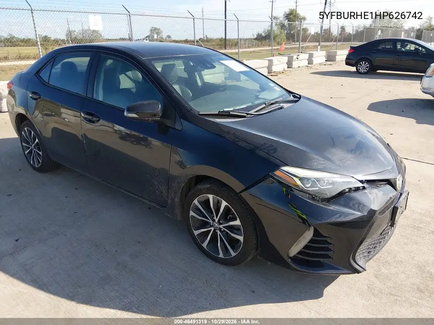 TOYOTA COROLLA 2017, VIN 5YFBURHE1HP626742