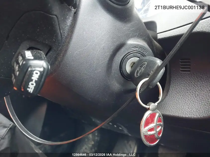 2018 TOYOTA COROLLA VIN 2T1BURHE9JC001138 — фото 11