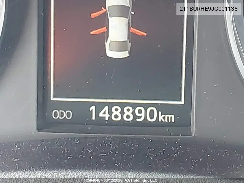 2018 TOYOTA COROLLA VIN 2T1BURHE9JC001138 — фото 15
