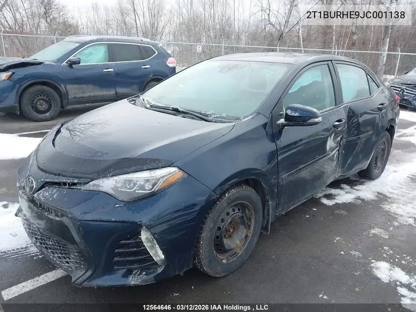2018 TOYOTA COROLLA VIN 2T1BURHE9JC001138 — фото 2