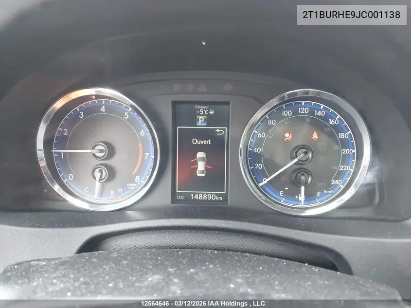 2018 TOYOTA COROLLA VIN 2T1BURHE9JC001138 — фото 7