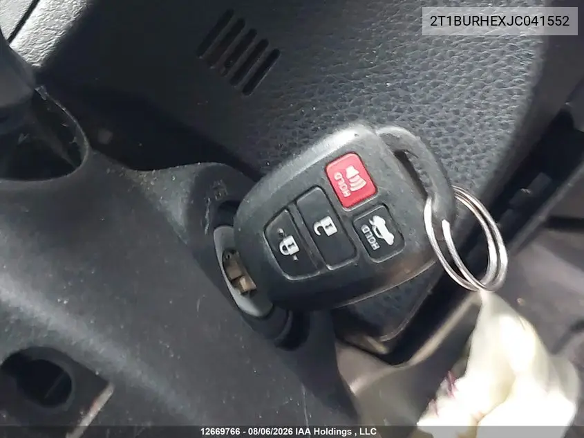 2018 TOYOTA COROLLA VIN 2T1BURHEXJC041552 — фото 11