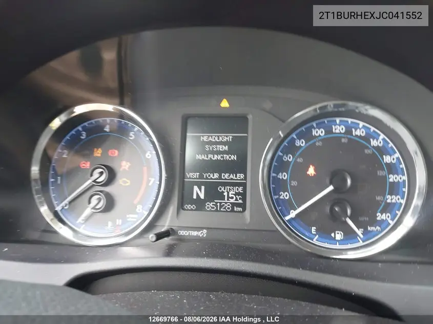 2018 TOYOTA COROLLA VIN 2T1BURHEXJC041552 — фото 7