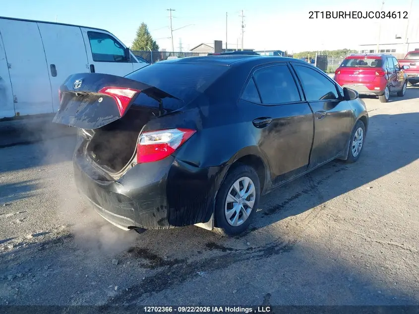 2018 TOYOTA COROLLA VIN 2T1BURHE0JC034612 — фото 4
