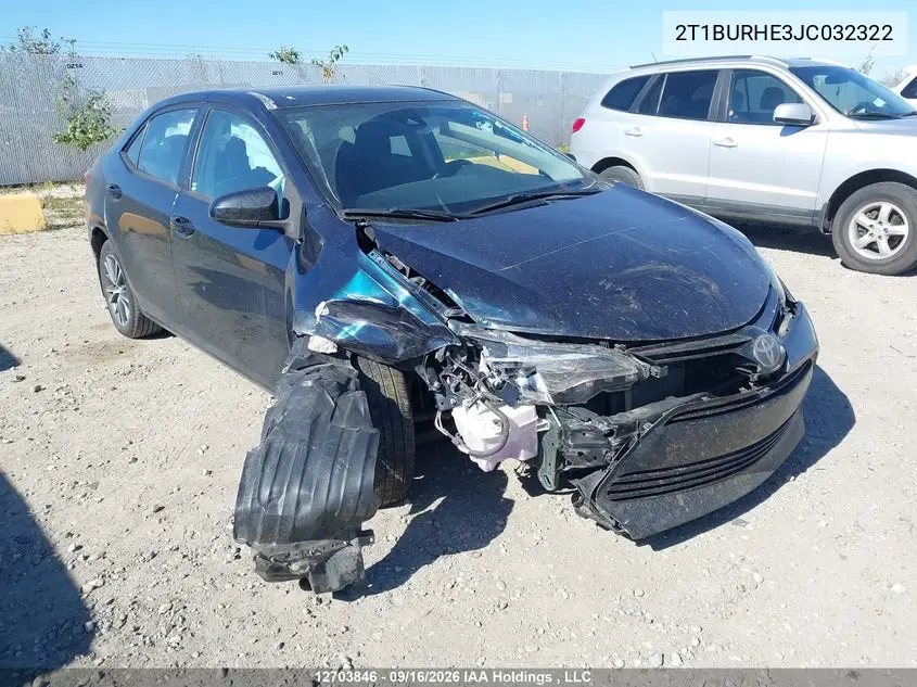 TOYOTA COROLLA 2018, VIN 2T1BURHE3JC032322