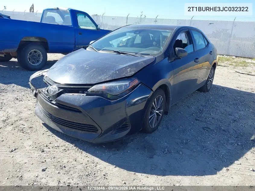 2018 TOYOTA COROLLA VIN 2T1BURHE3JC032322 — фото 2