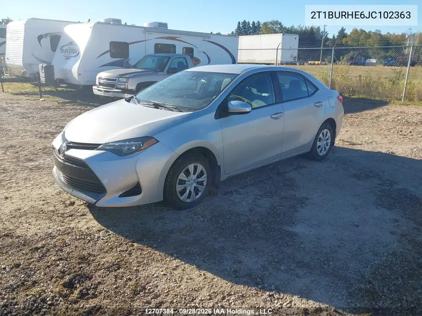 2018 TOYOTA COROLLA VIN 2T1BURHE6JC102363 — фото 2