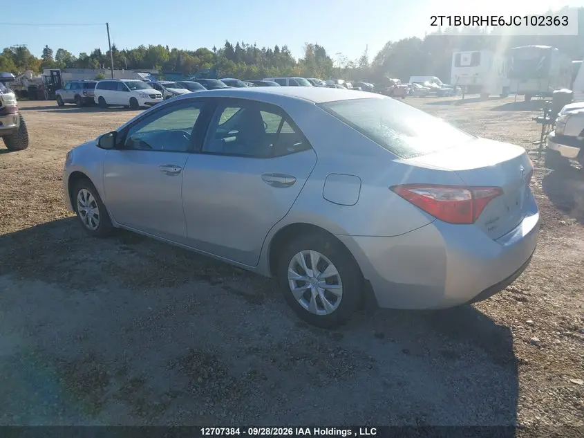 2018 TOYOTA COROLLA VIN 2T1BURHE6JC102363 — фото 3