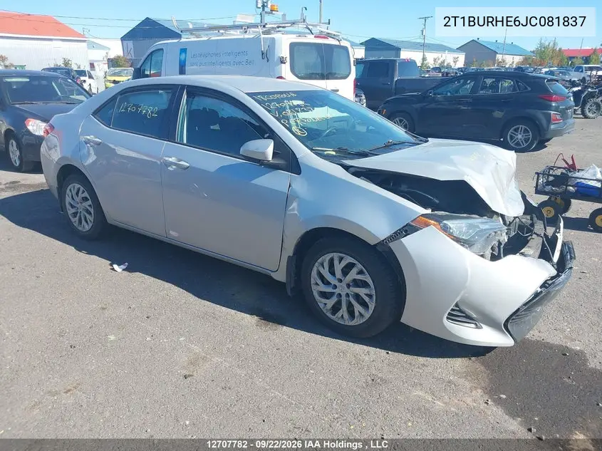 TOYOTA COROLLA 2018, VIN 2T1BURHE6JC081837