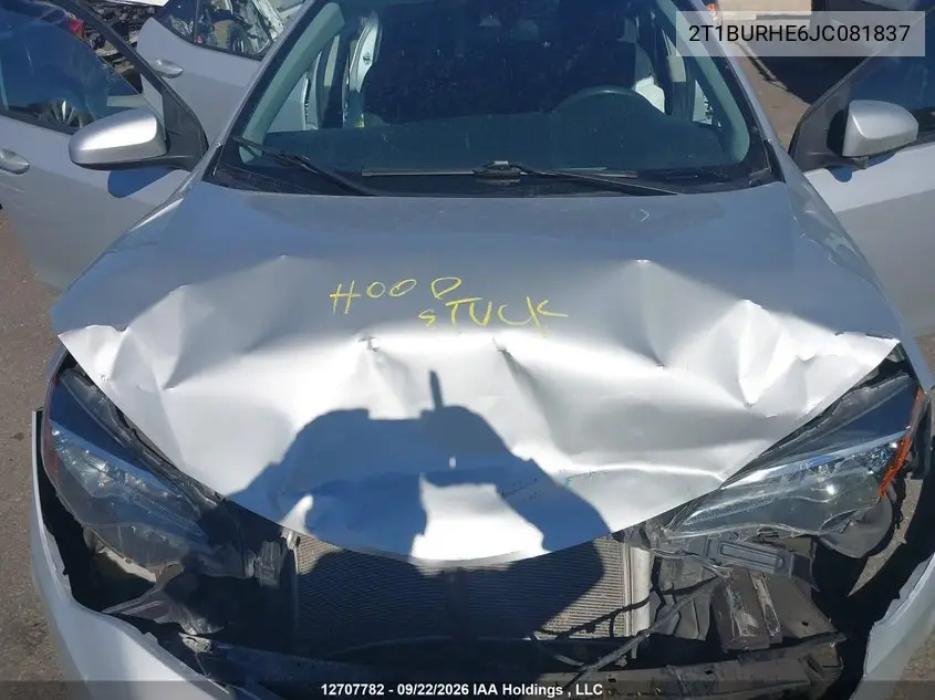 2018 TOYOTA COROLLA VIN 2T1BURHE6JC081837 — фото 10