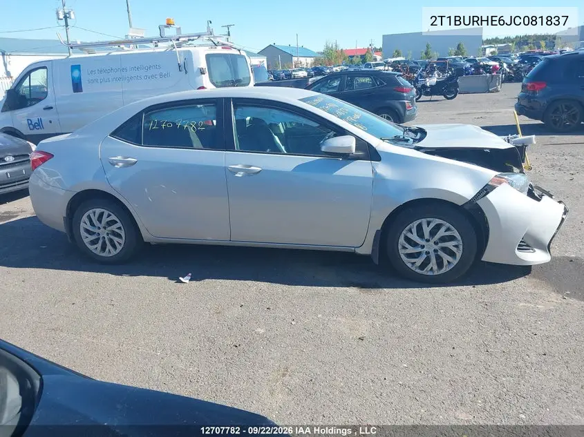2018 TOYOTA COROLLA VIN 2T1BURHE6JC081837 — фото 13