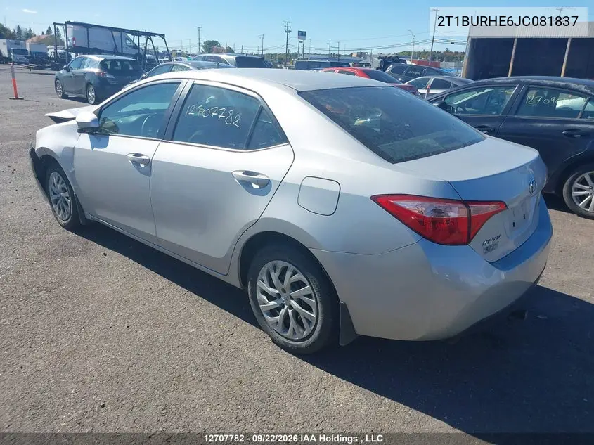 2018 TOYOTA COROLLA VIN 2T1BURHE6JC081837 — фото 3