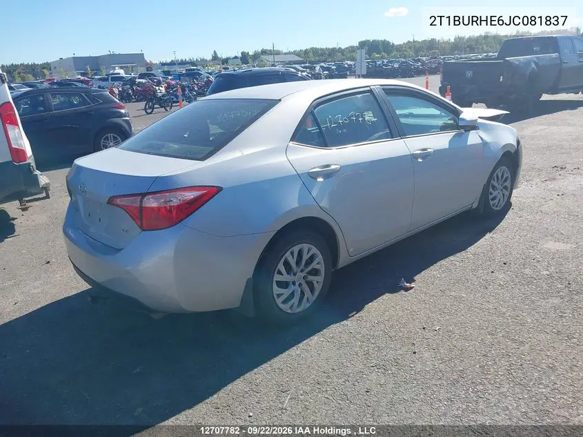 2018 TOYOTA COROLLA VIN 2T1BURHE6JC081837 — фото 4