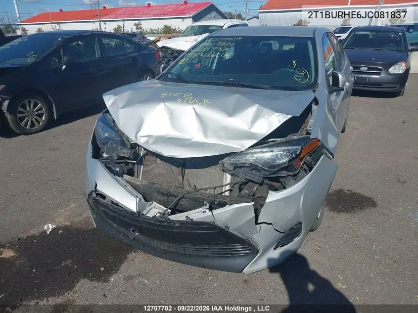 2018 TOYOTA COROLLA VIN 2T1BURHE6JC081837 — фото 6
