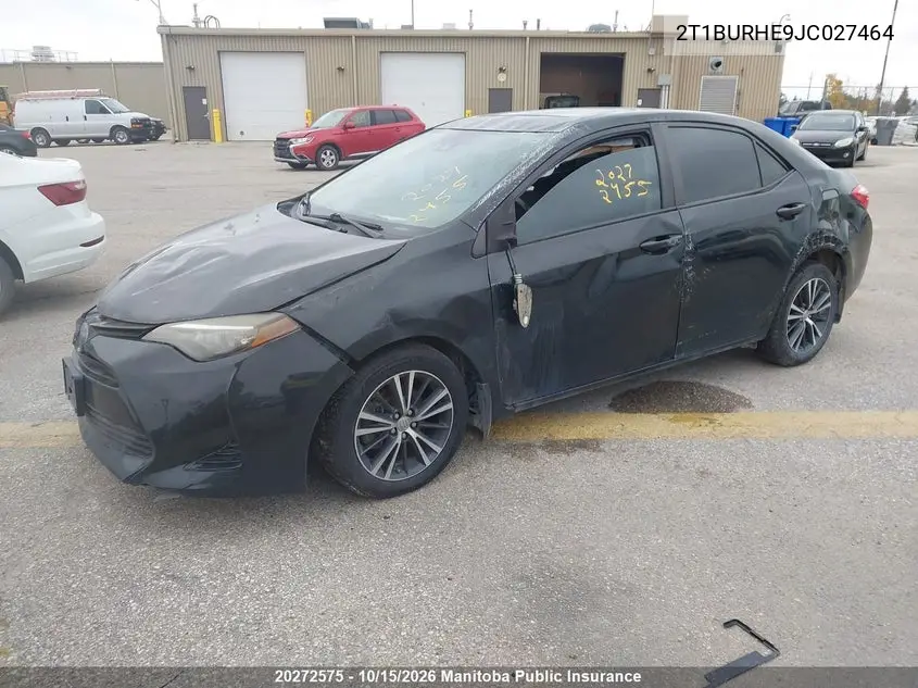 2018 TOYOTA COROLLA VIN 2T1BURHE9JC027464 — фото 2