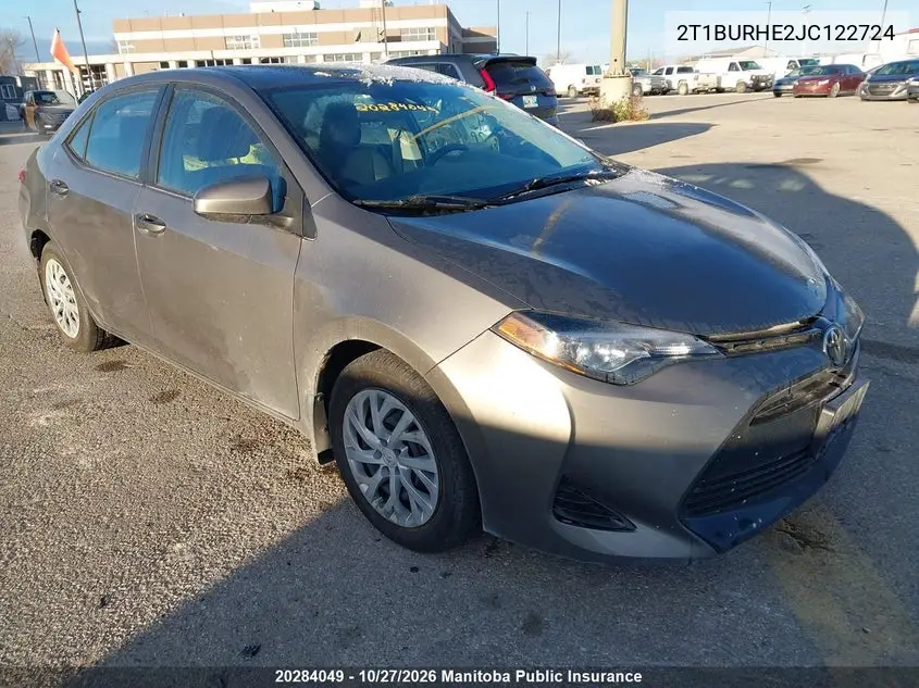 TOYOTA COROLLA 2018, VIN 2T1BURHE2JC122724