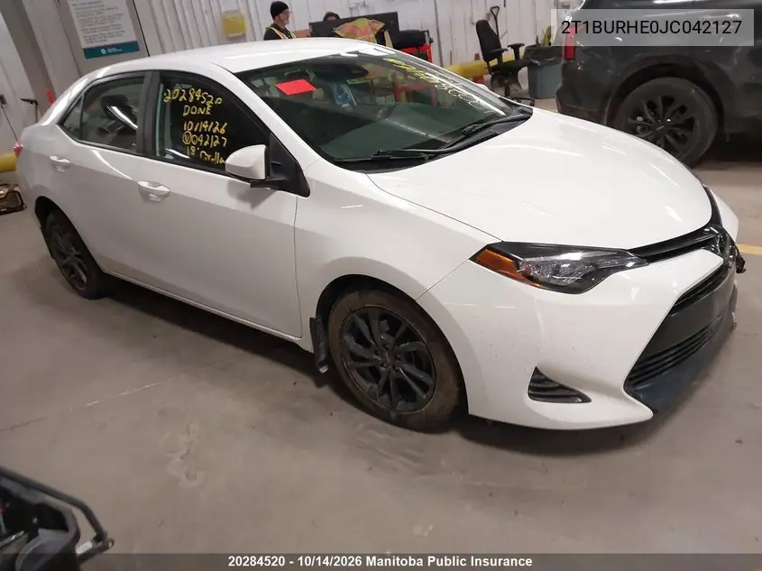 TOYOTA COROLLA 2018, VIN 2T1BURHE0JC042127